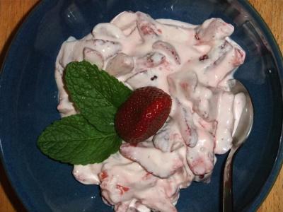 strawberries mixed with lemon juice and creme fraîche