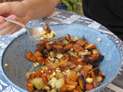 Image of a bowl with Roasted Yams Summer Salad
